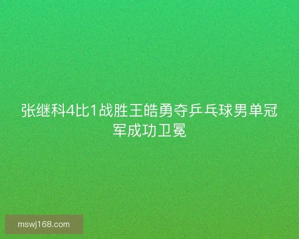 张继科4比1战胜王皓勇夺乒乓球男单冠军成功卫冕